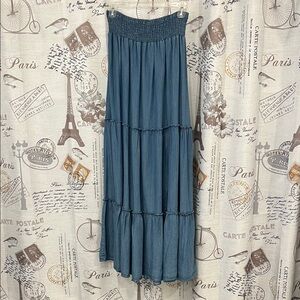 Francesca's Collections Denim Blue Maxi Skirt